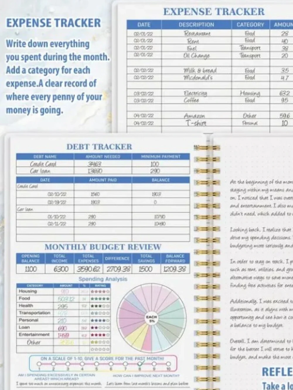 Budget Planner - Monthly/Weekly Tracker Spiral Bound Dark Floral Cover A5 - NWT